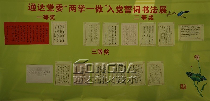 通达耐火开展“两学一做”入党誓词书法展评